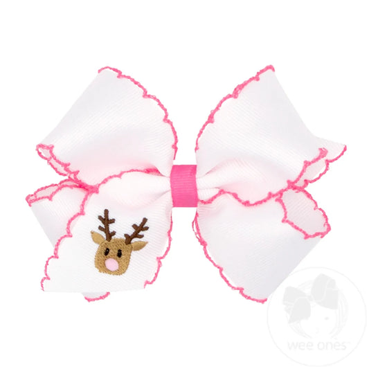 Moonstitch Reindeer Embroidery Hair Bow