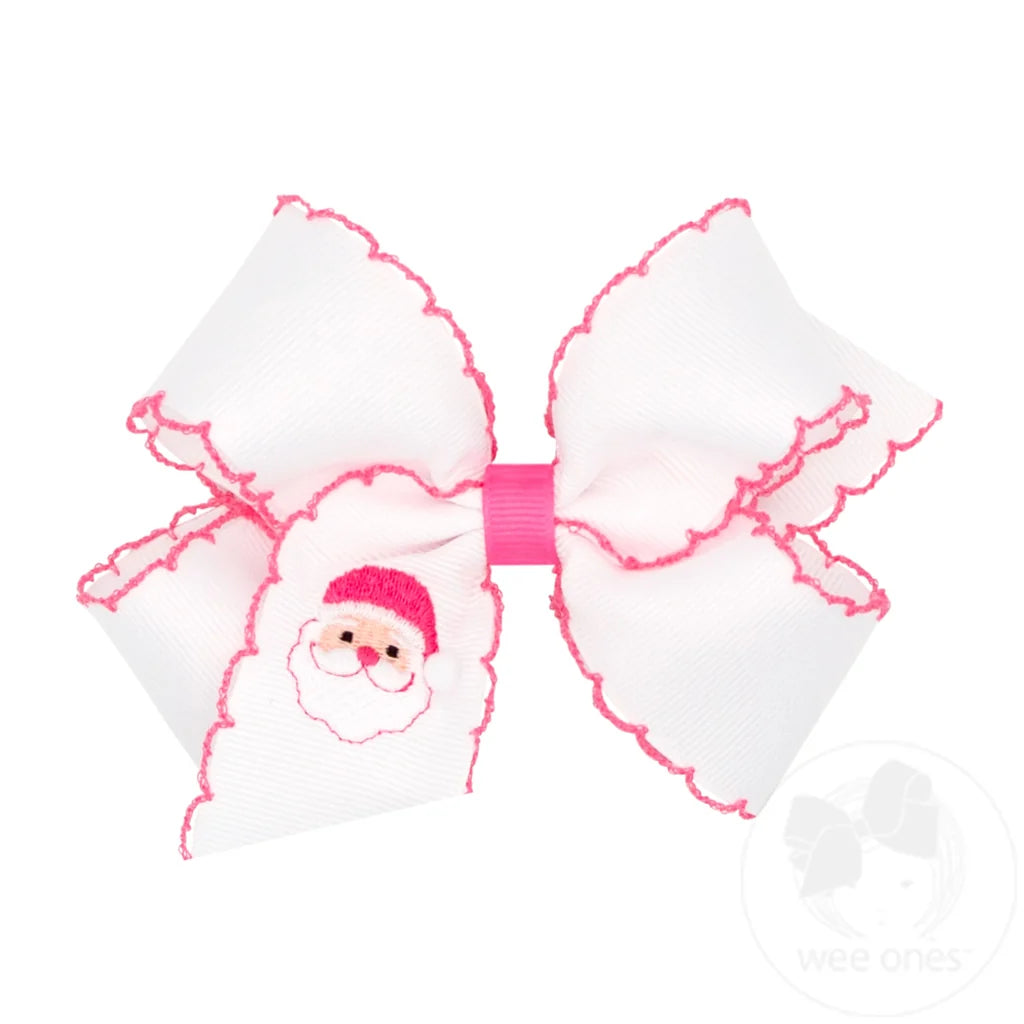 Moonstitch Pink Santa Embroidery Hair Bow