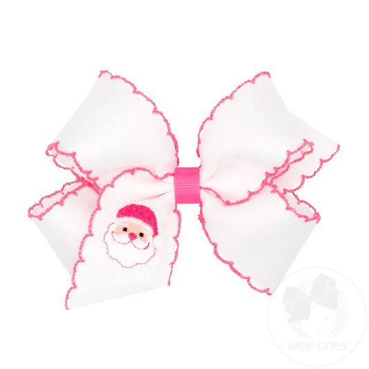 Moonstitch Pink Santa Embroidery Hair Bow