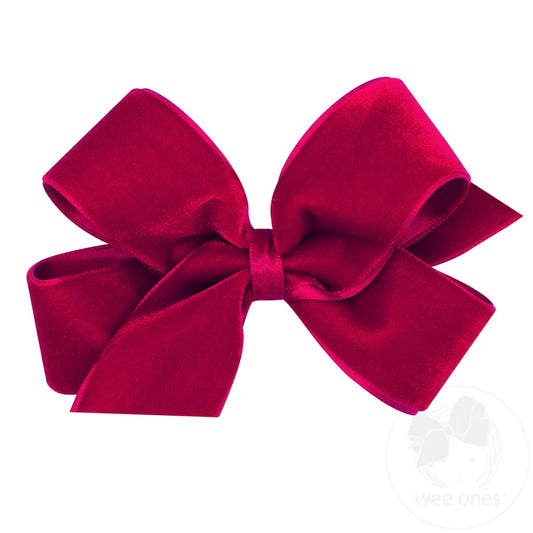 Medium Classic Velvet Bow - Cardinal