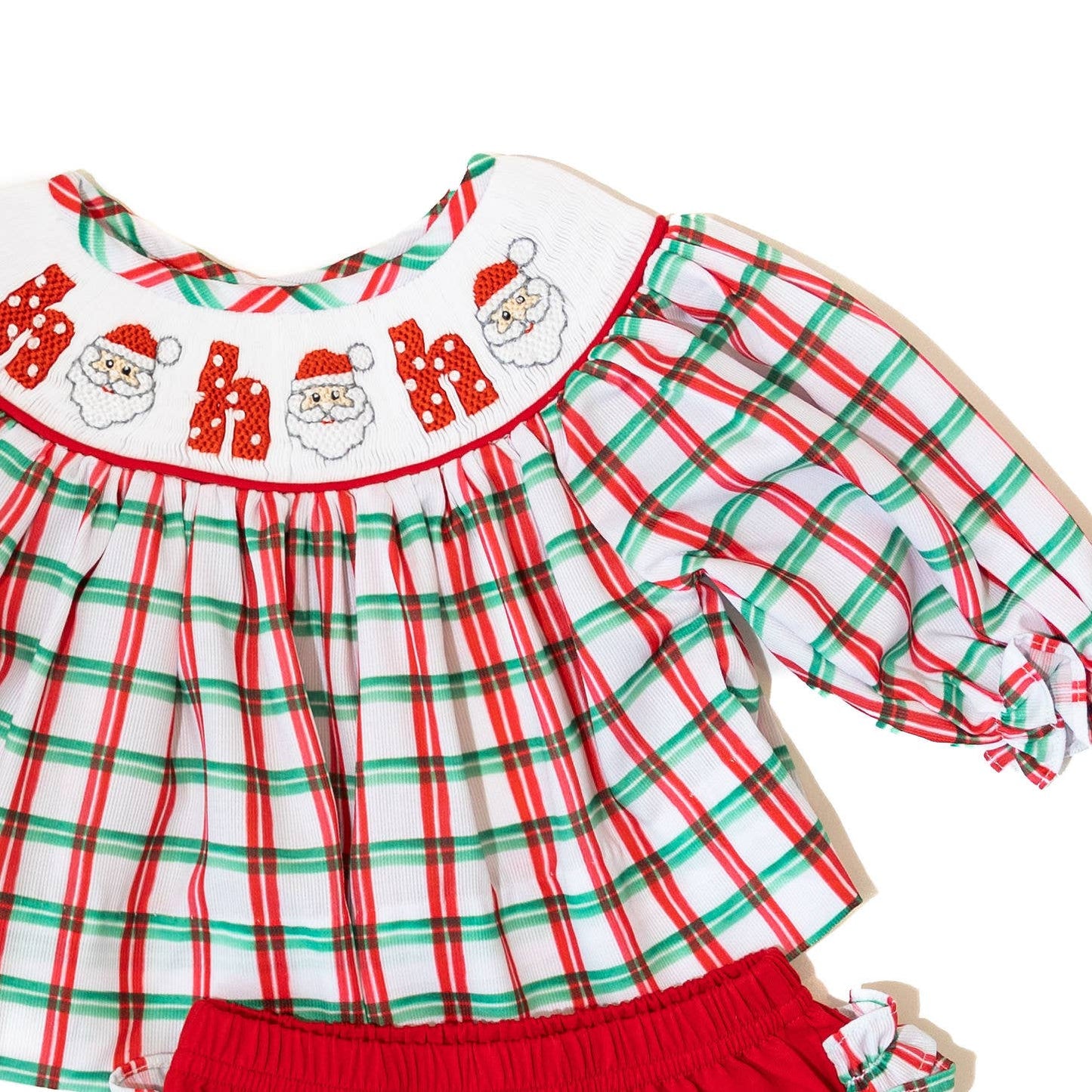 Girls Santa Ho Ho Ho Smocked Diaper Set