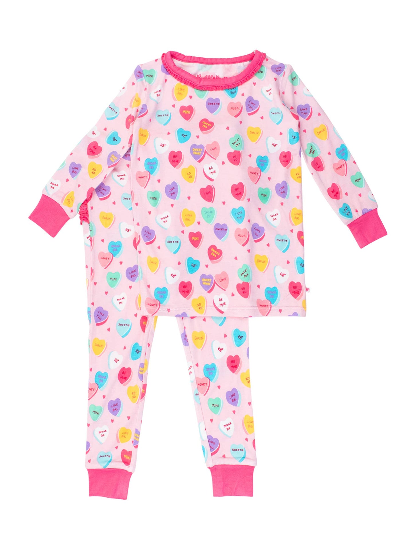 Toddler Girls Be My Valentine Bamboo Viscose Ruffle Long Sleeve Pajama Set