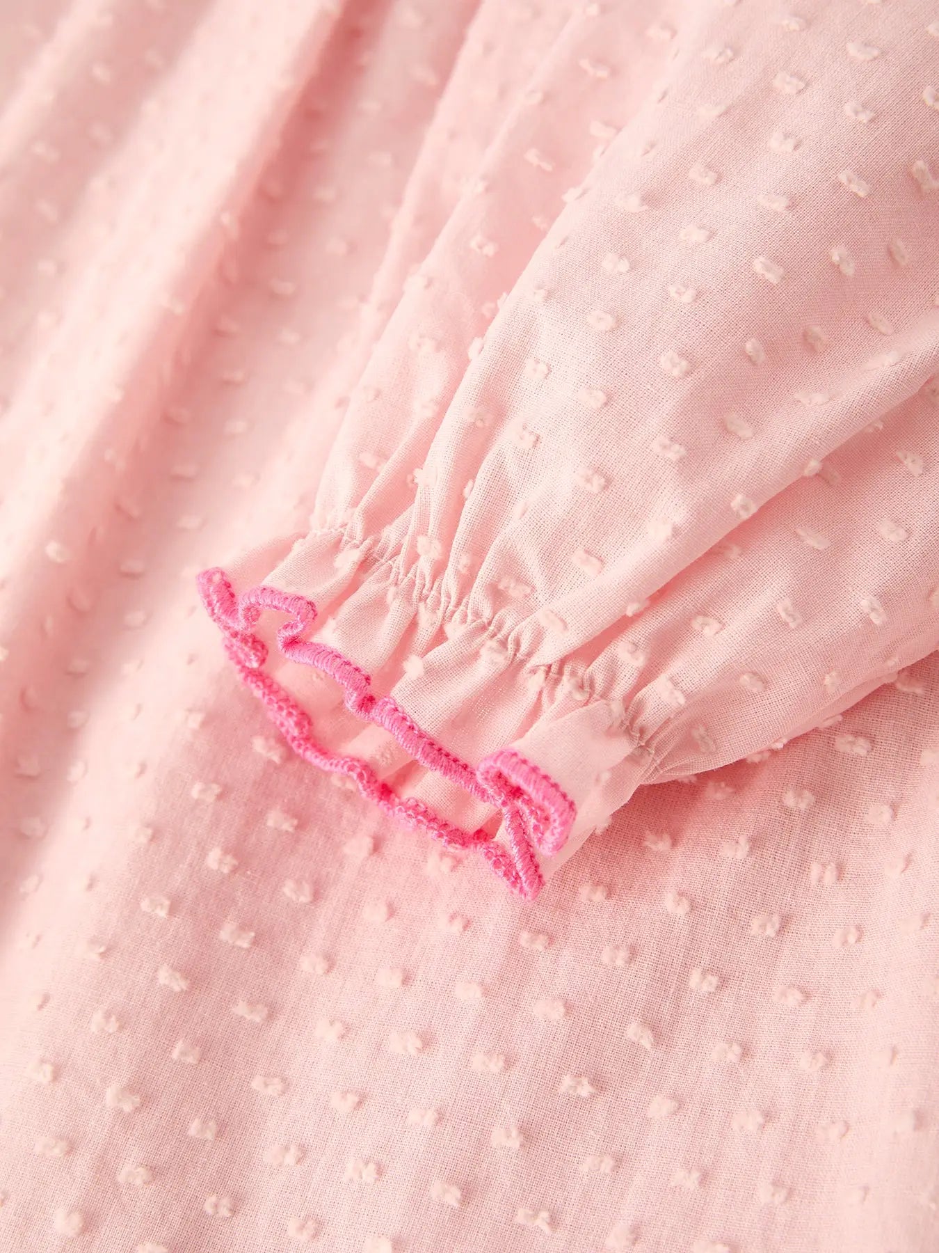 Autumn Halloween Light Pink Ghost Embroidery Smock Girl Dres