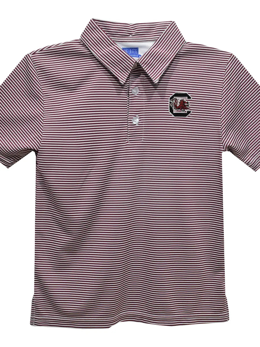 South Carolina Gamecock Embroidered Stripes Polo Shirt