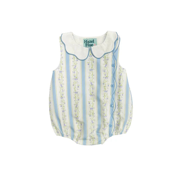 Hazel Blue Floral Bubble with Scallop Trim