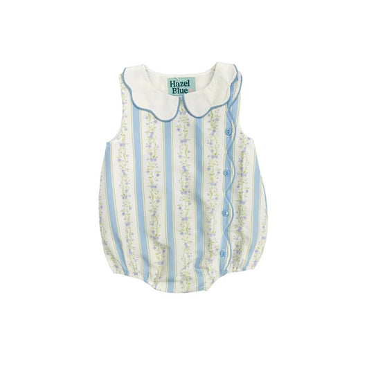 Hazel Blue Floral Bubble with Scallop Trim