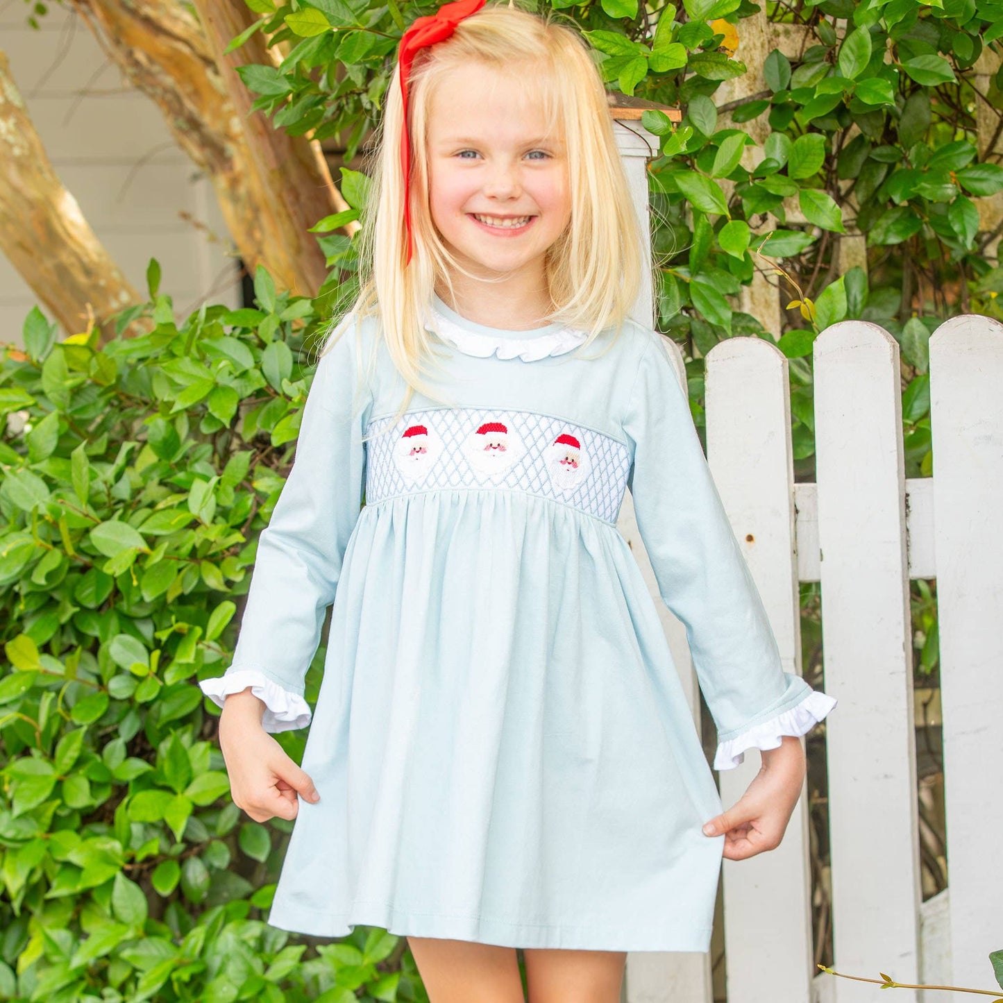 Girls Smocked Dress - Jolly Santa