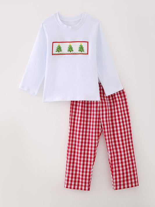 Christmas Tree Smocked Pant Set