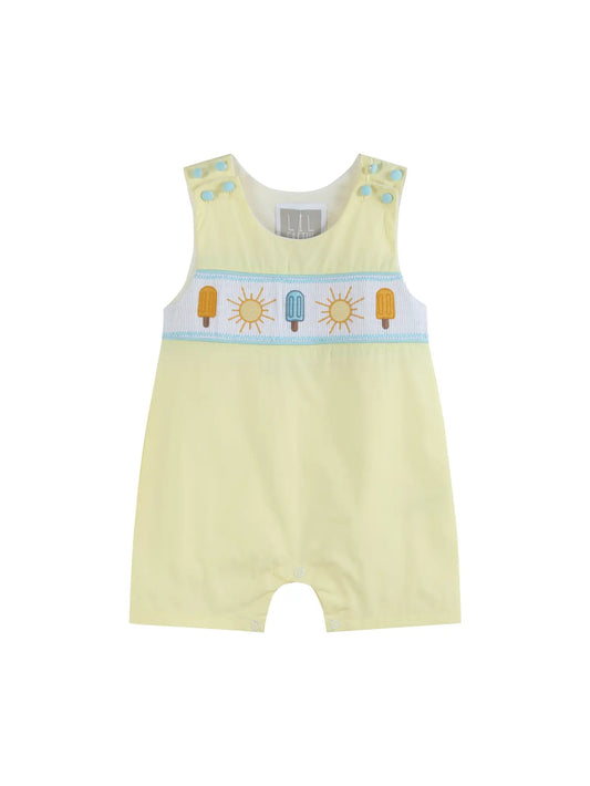 Yellow Popsicle Smocked Shortalls