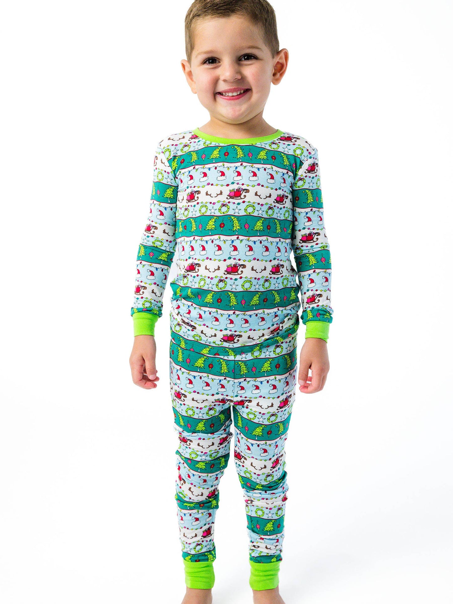 SoftSnooze™ Kids Bamboo Viscose Festive Fair Isle Long Sleeve Pajama Set