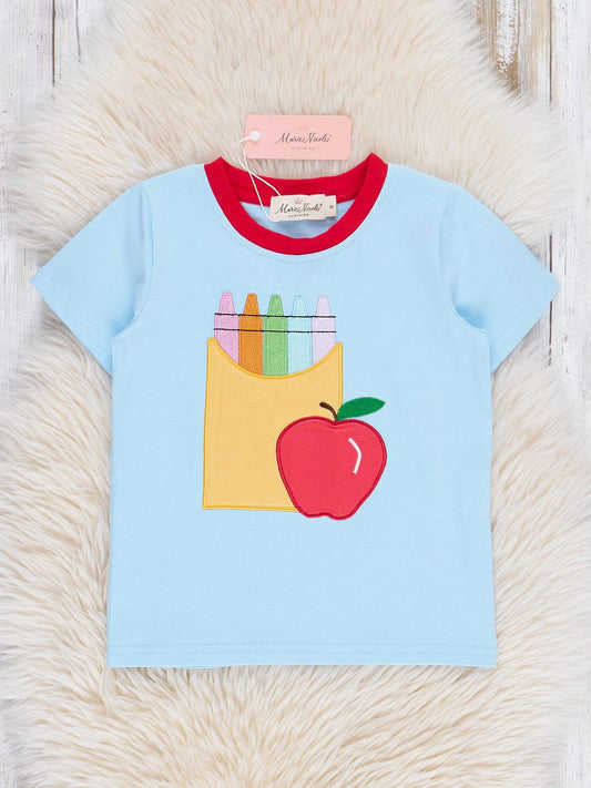Embroidered Crayons Apple Shirt