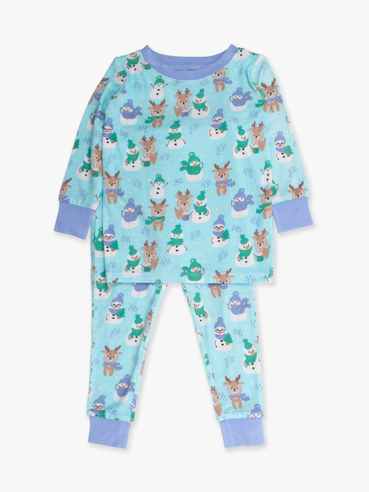 SoftSnooze™ Kids Bamboo Viscose Snowy Sidekicks Long Sleeve Pajama Set