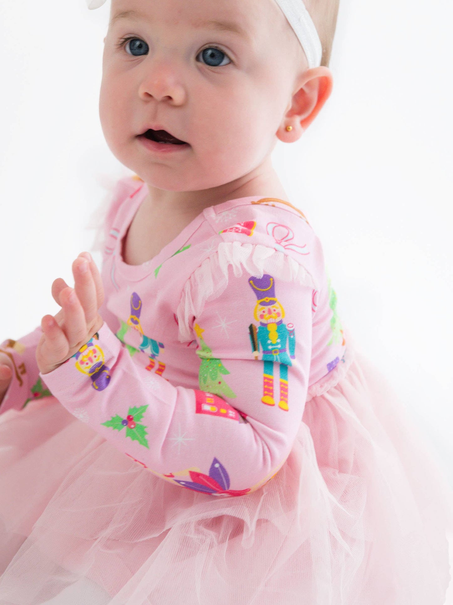 Baby Girls Sugarplum Dreams Flutter Tulle Long Sleeve Twirl Romper