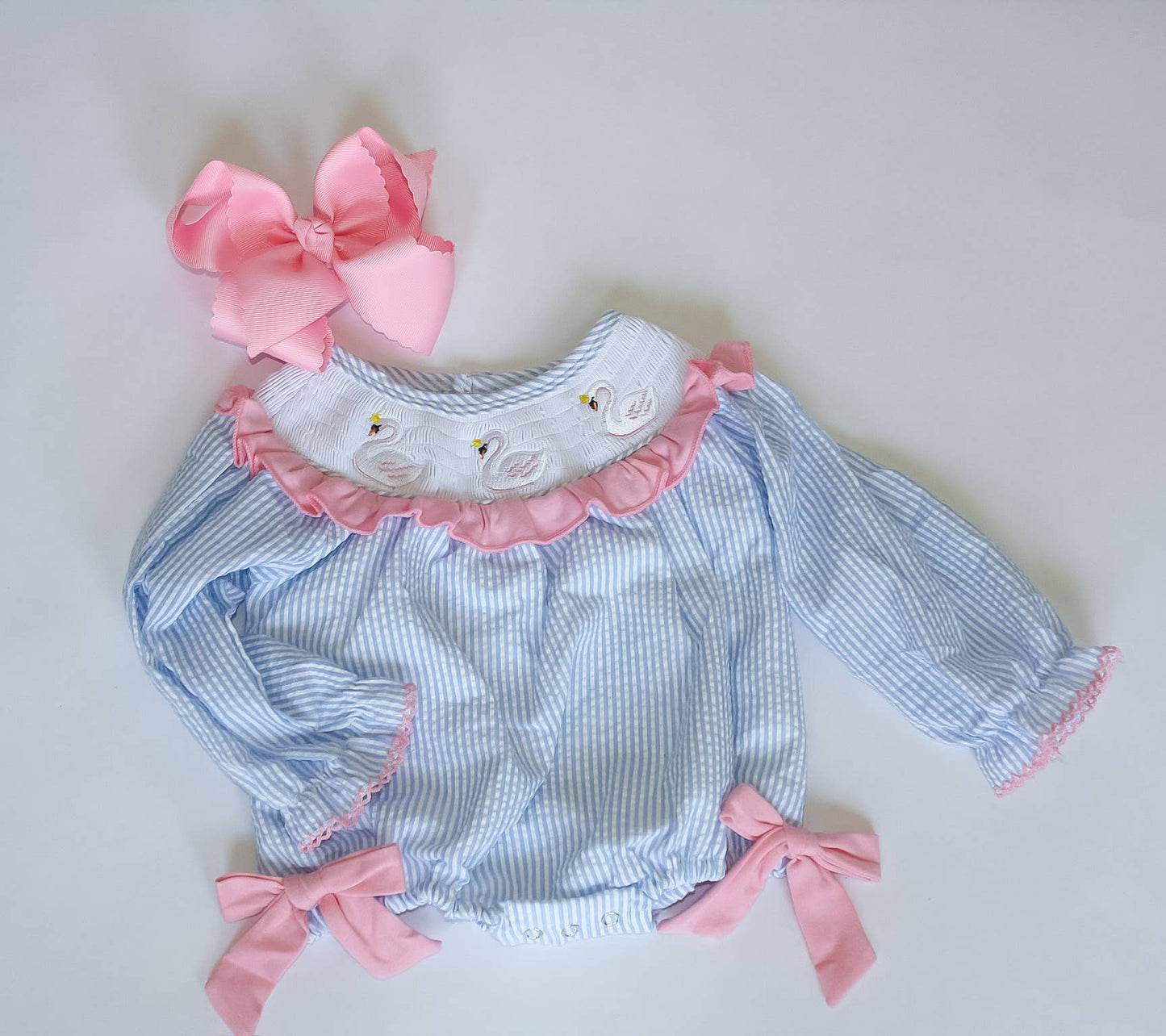 Smocked Swan Bubble Romper