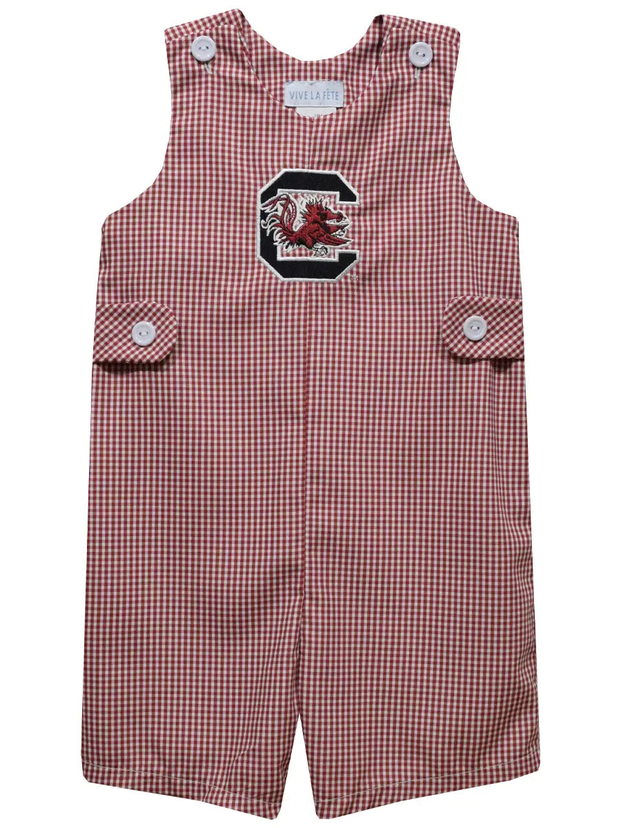 South Carolina Gamecocks Emboidered Maroon Gingham Jon Jon