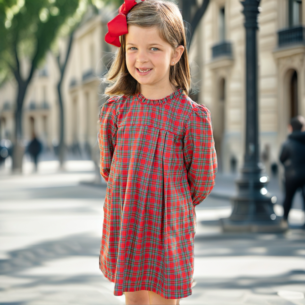 Girls Amelia Dress - Christmas Plaid