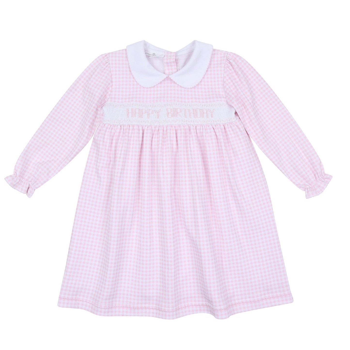 Birthday Classics Smocked Long Sleeve Dress - Pink