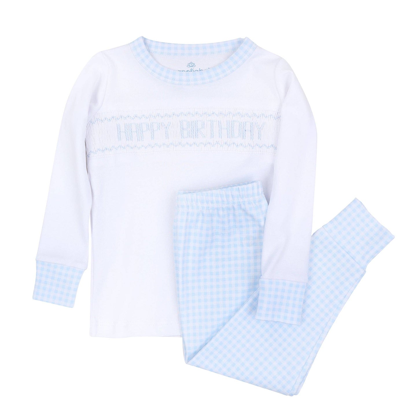 Birthday Classics Smocked Long Pajamas - Light Blue