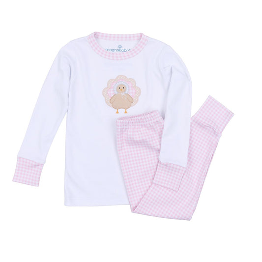 Pilgrim Pals Appliqué Pink Long Pajamas