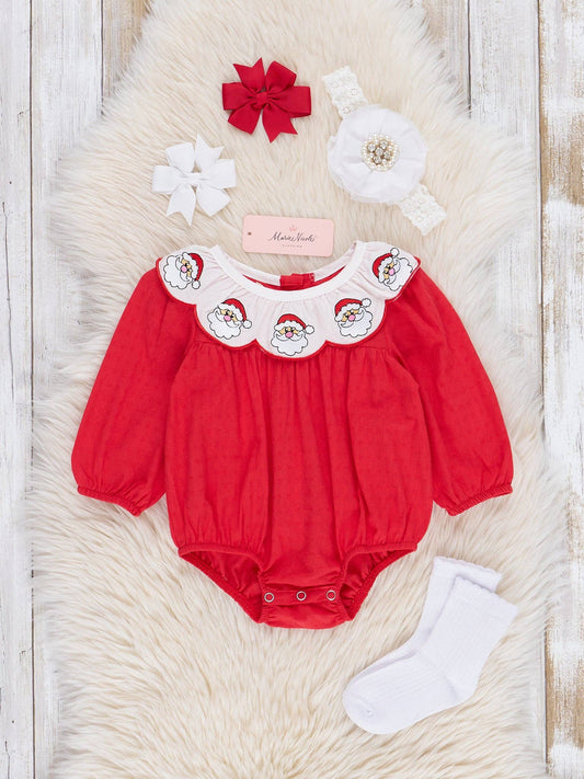 Red Cotton Embroidered Santa Bubble