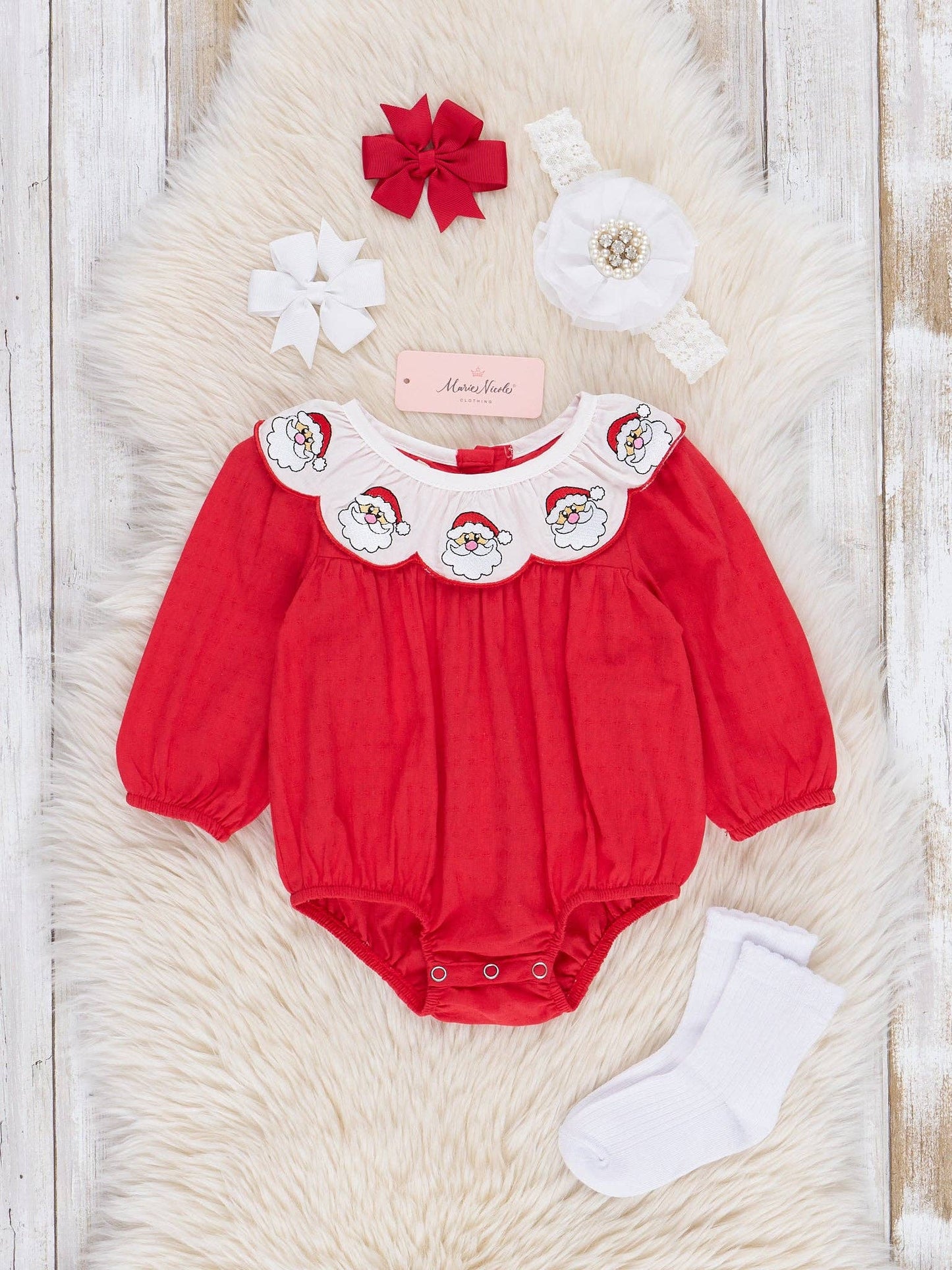 Red Cotton Embroidered Santa Bubble