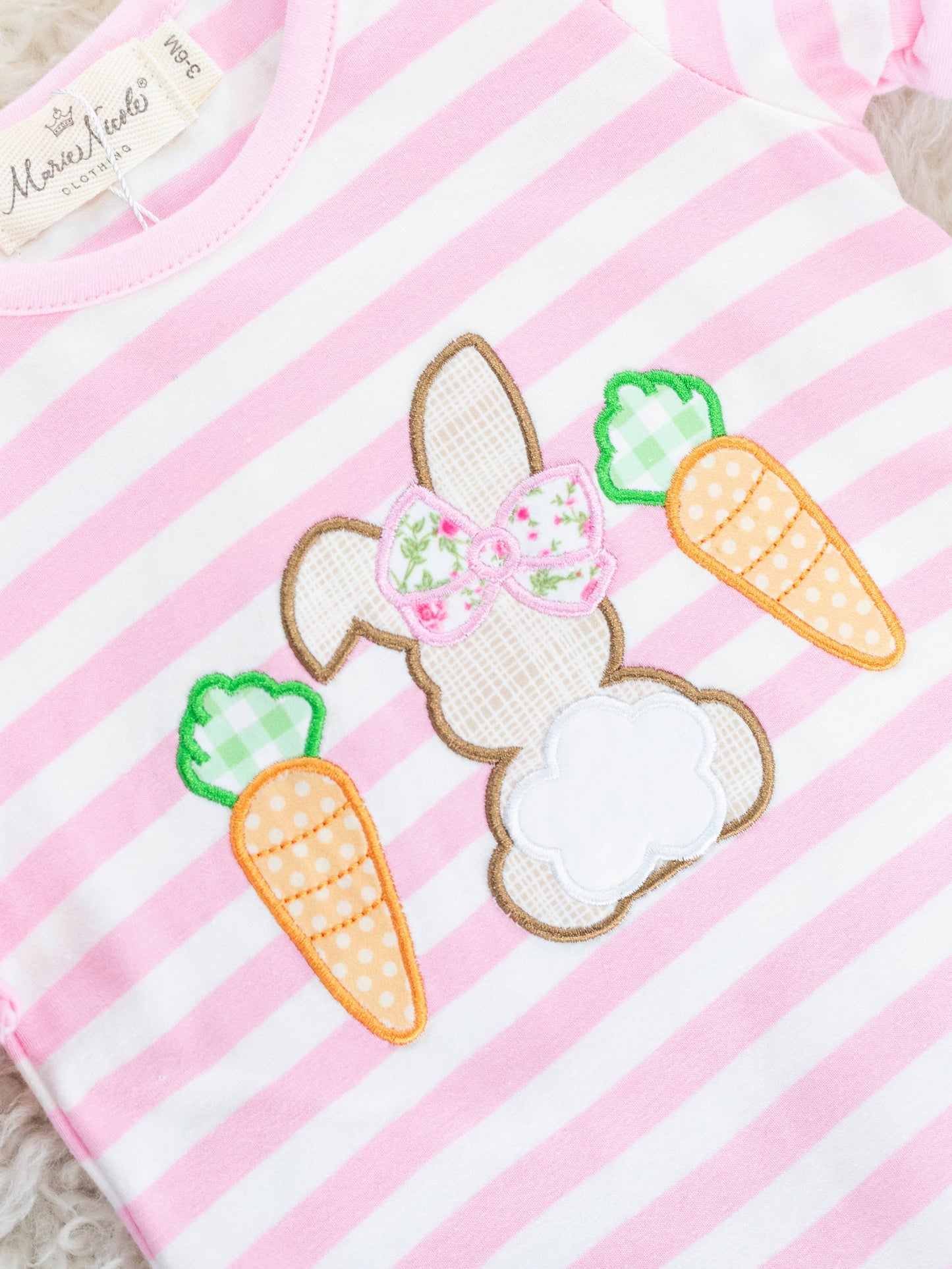 Striped Bunny & Carrots Ruffle Romper