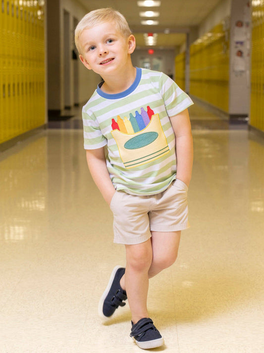 Striped Embroidered Crayon Box Shirt