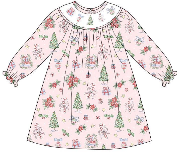 Classic Christmas Hand Smocked Dress