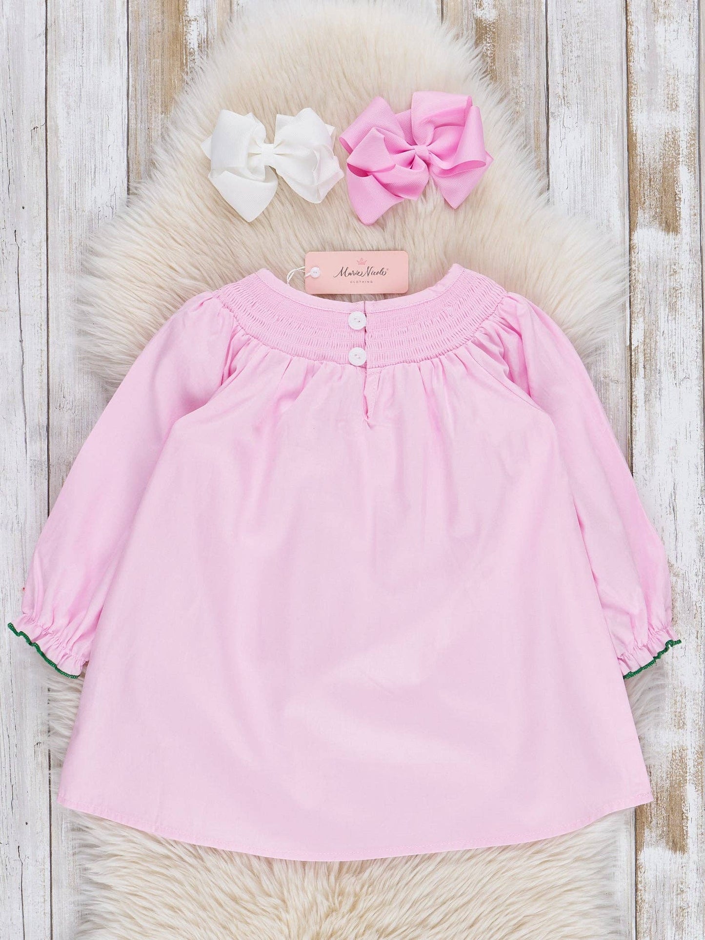 Pink Smocked Holiday Berries Cotton Dress