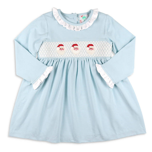 Girls Smocked Dress - Jolly Santa