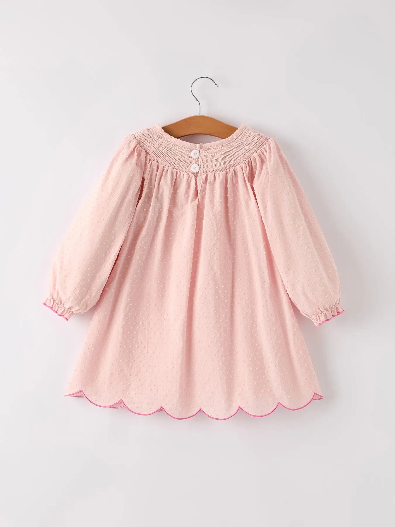Autumn Halloween Light Pink Ghost Embroidery Smock Girl Dres