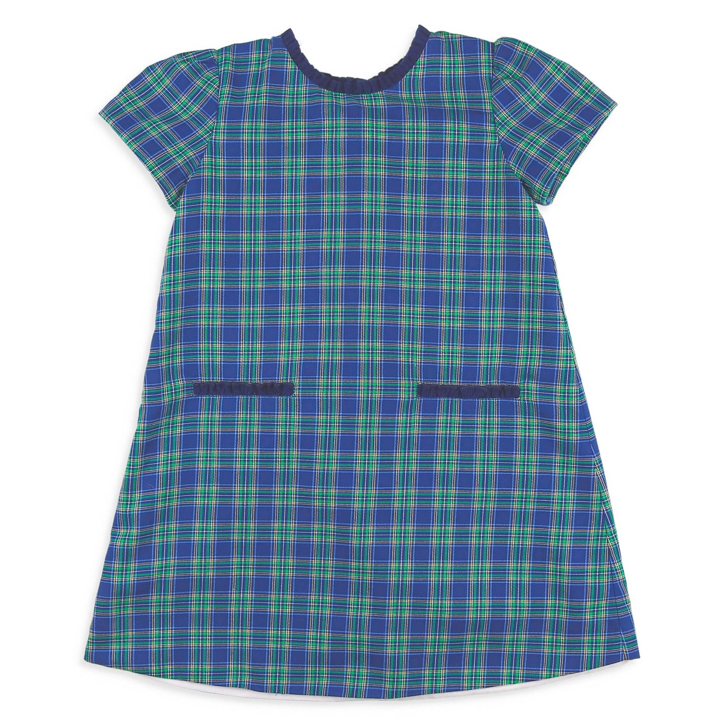 Girls Bow Back Dress - Midnight Tartan