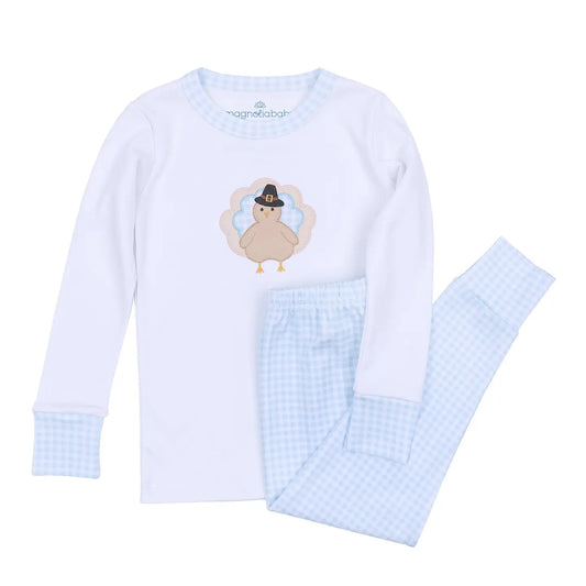 Pilgrim Pals Applique Long Pajamas - Light Blue