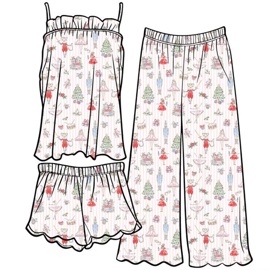 Women's Nutcracker Noel 3-Piece Tank Top Set - Pink