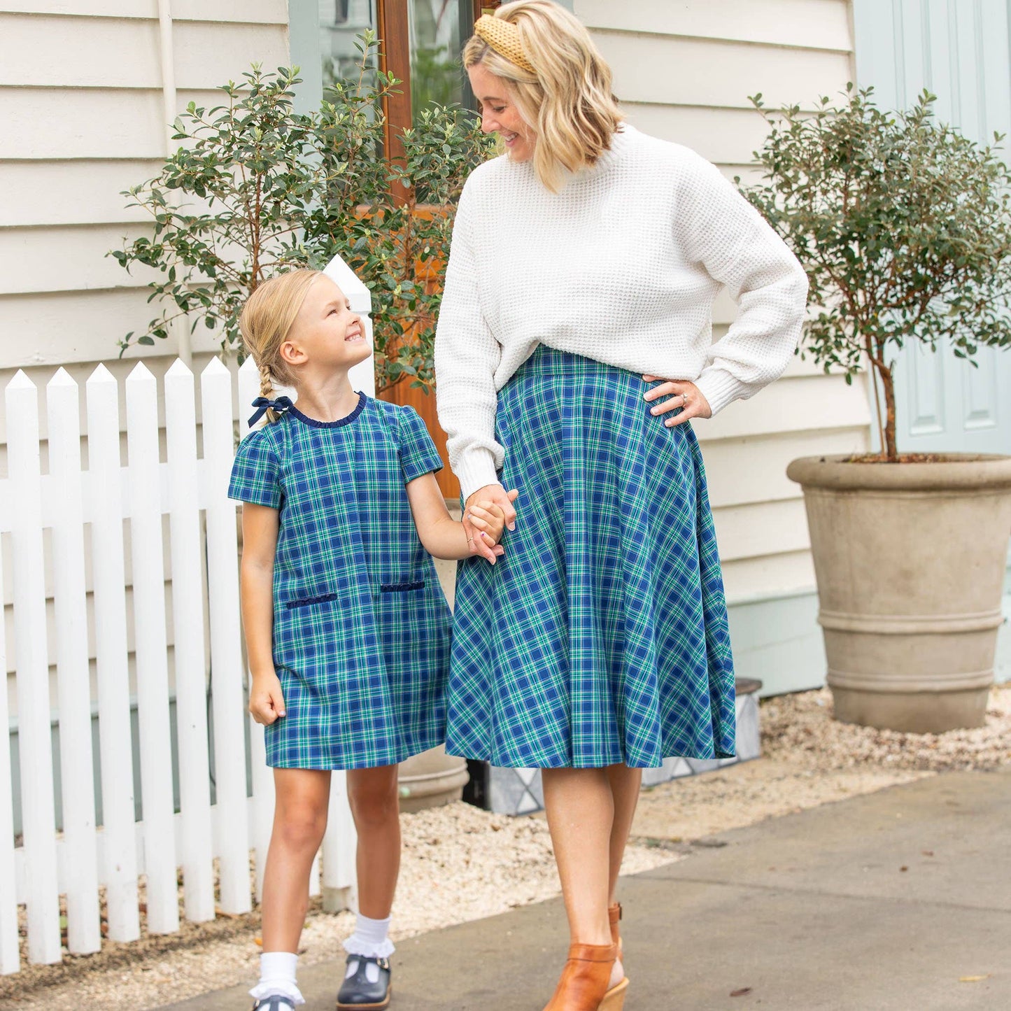 Girls Bow Back Dress - Midnight Tartan