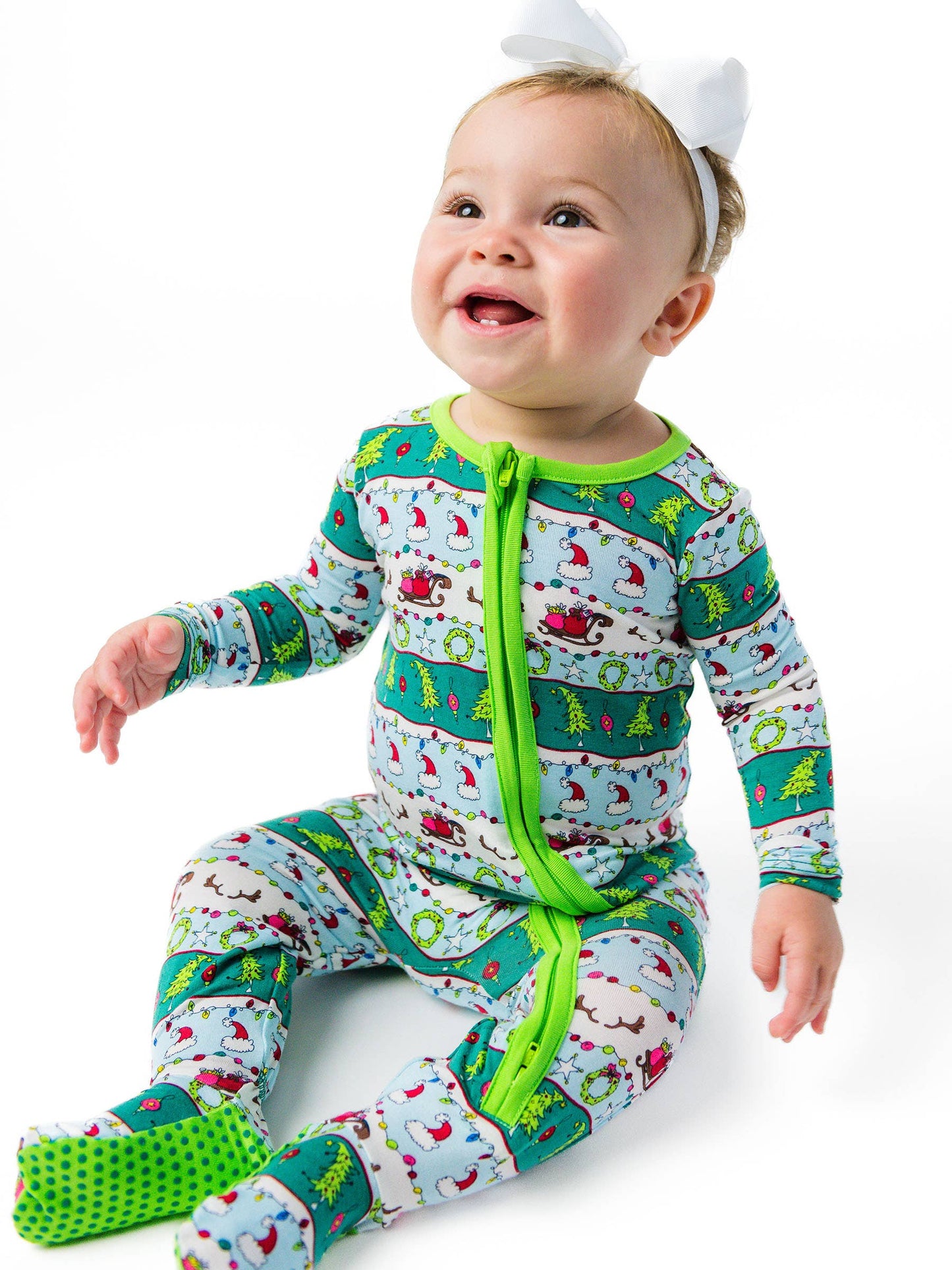 SoftSnooze™ Baby Bamboo Viscose Festive Fair Isle Footed One Piece Pajama