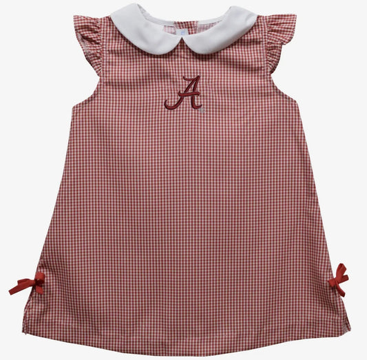 Alabama Crimson Tide Embroidered Gingham A Line Dress