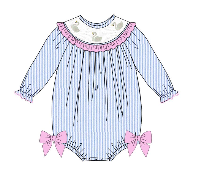 Smocked Swan Bubble Romper