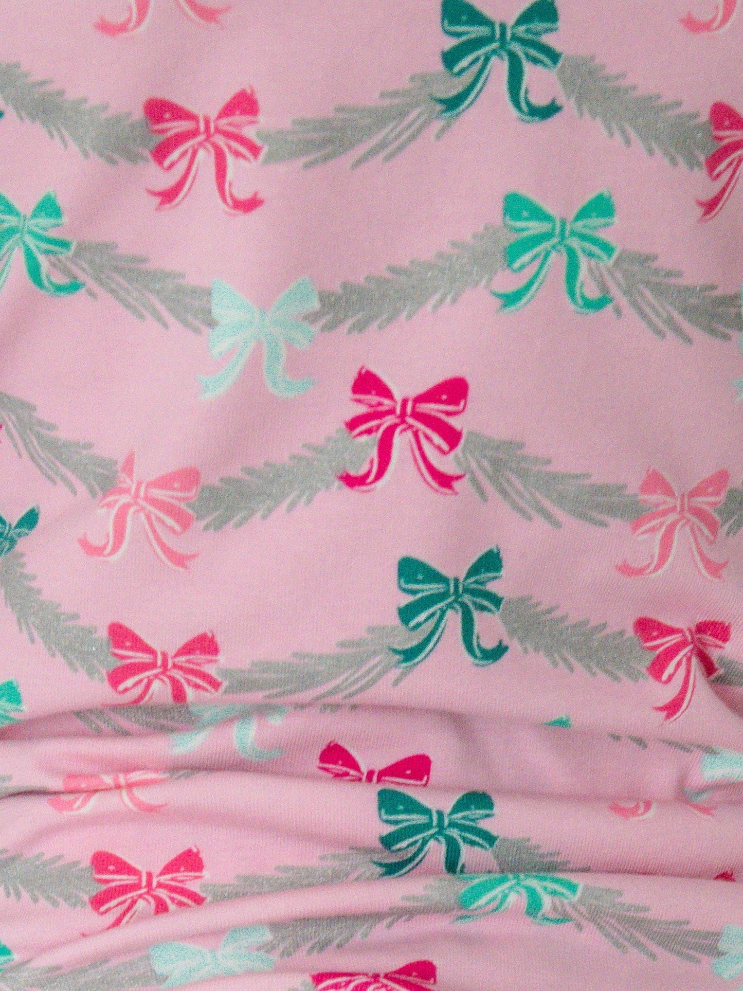 SoftSnooze™ Toddler Girls Cotton Modal Sparkle Pink Tinsel Tidings Ruffle Long Sleeve Pajama Set with Signature Rear Ruffles