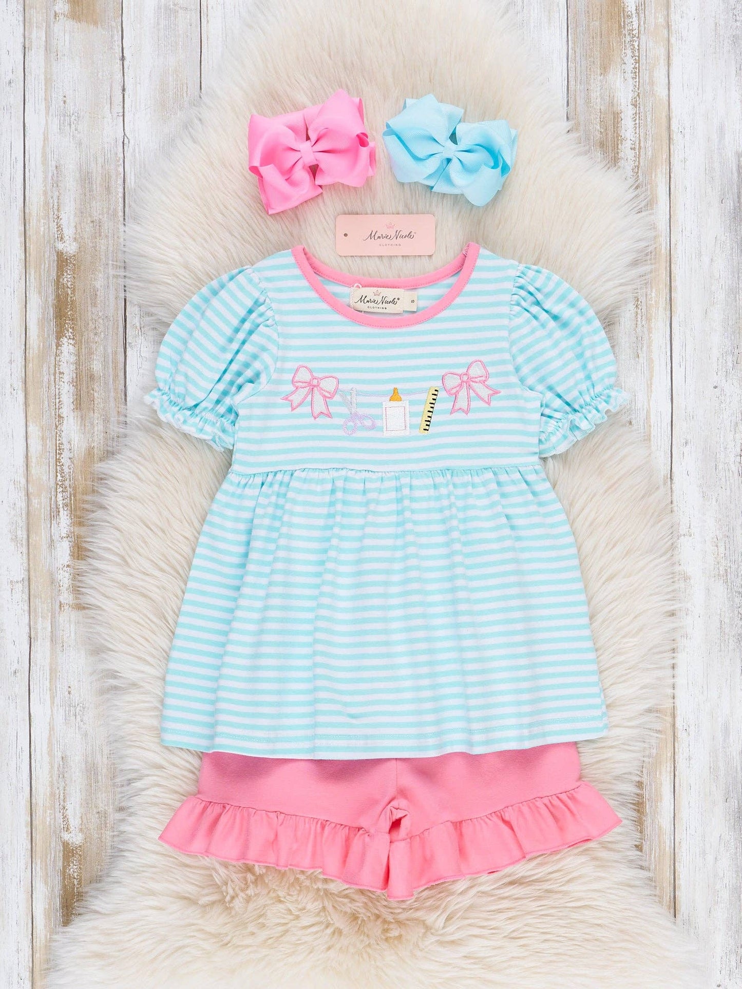 Classroom Bows Striped Ruffle Outfit