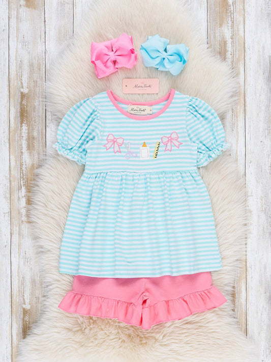 Classroom Bows Striped Ruffle Outfit