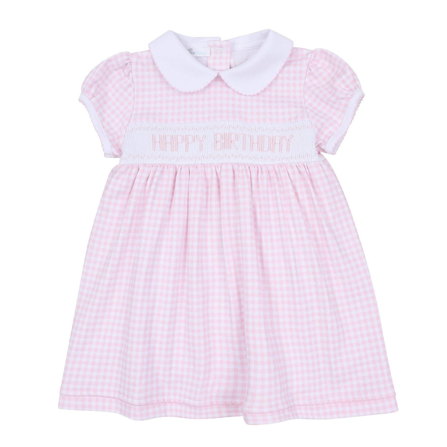 Birthday Classics Smocked Short Sleeve Dress - Pink