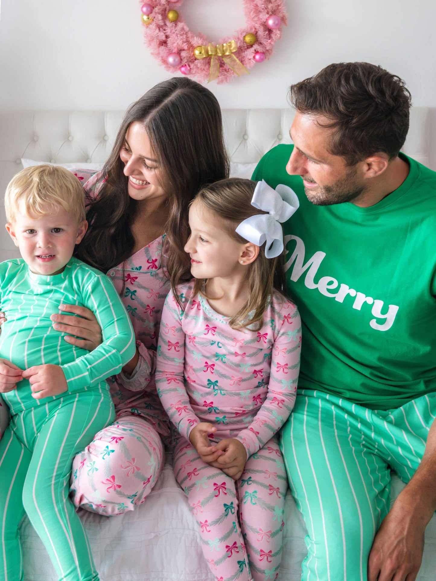 SoftSnooze™ Toddler Girls Cotton Modal Sparkle Pink Tinsel Tidings Ruffle Long Sleeve Pajama Set with Signature Rear Ruffles