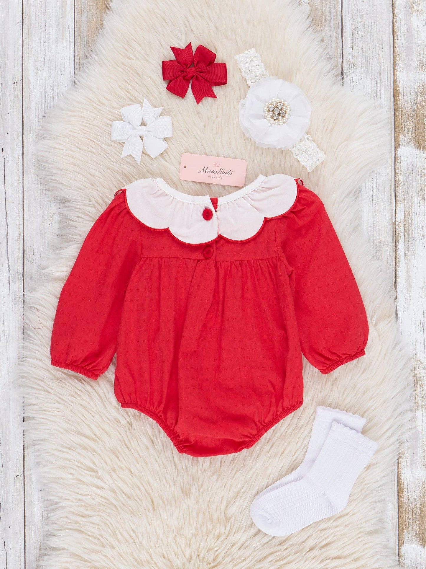 Red Cotton Embroidered Santa Bubble