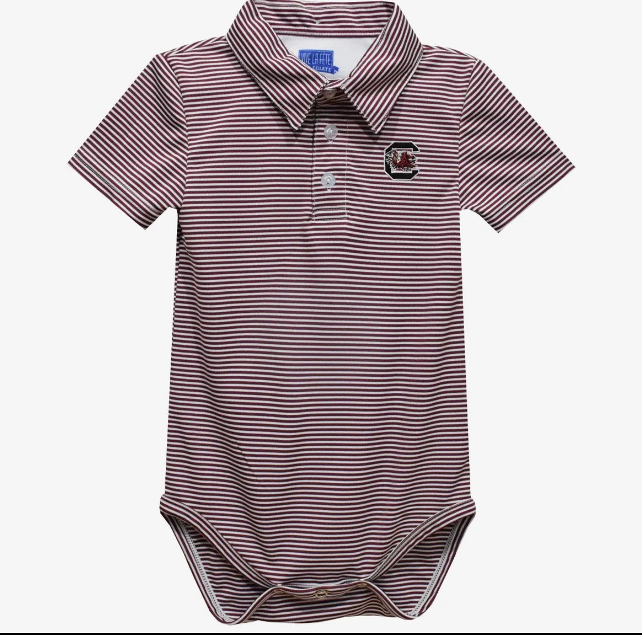 South Carolina Gamecocks Embroidered Stripe Polo Onsie