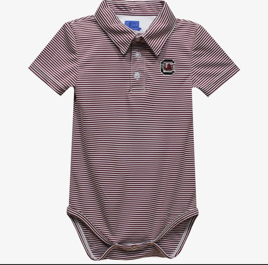 South Carolina Gamecocks Embroidered Stripe Polo Onsie
