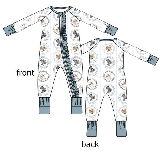 Turkey Plates Ruffle Zippie Pajama  *ETA May*