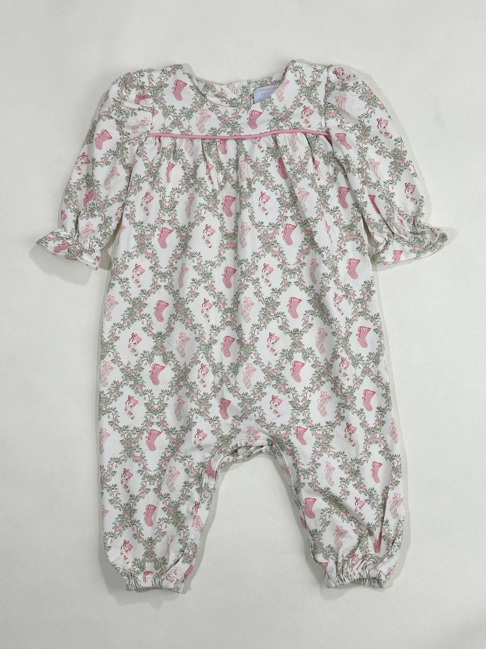 Ruthie Romper- Evergreen Bows (Pennington Bay Pink)