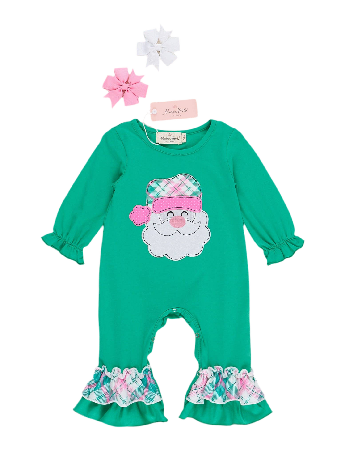 Jolly Santa Plaid Ruffle Romper