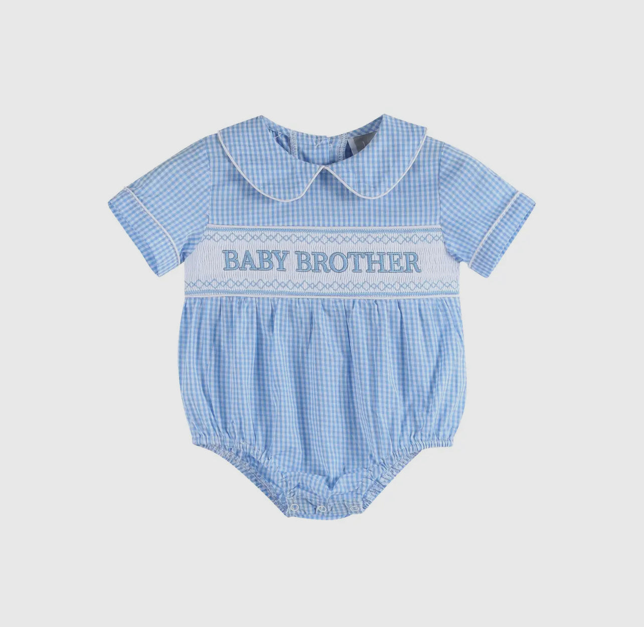 Light Blue Baby Brother Smocked Collared Bubble